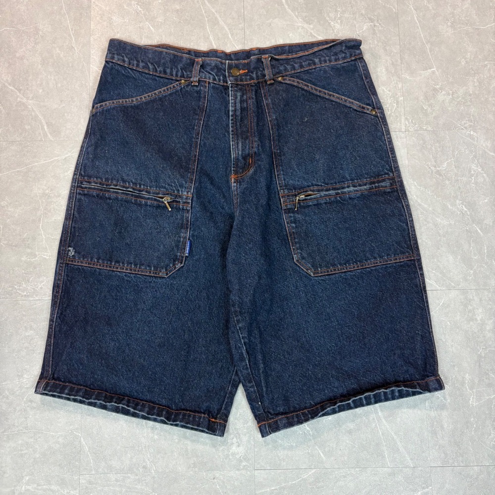 Vintage Meoshe Denim Carpenter Shorts Mens 38 Dark Wash Baggy Hip Hop Streetwear
